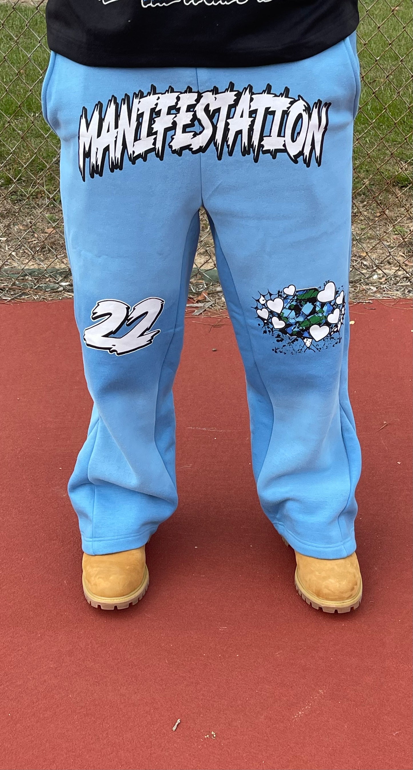 Manifestation Graphic flare bottom sweats (Blue)