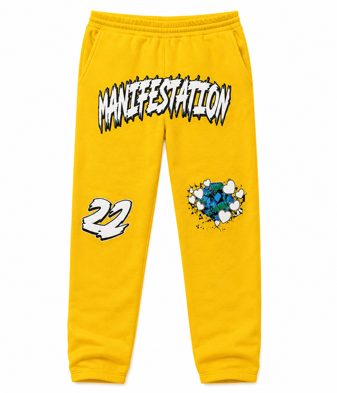 Manifestation Graphic Open bottom sweats (Yellow)