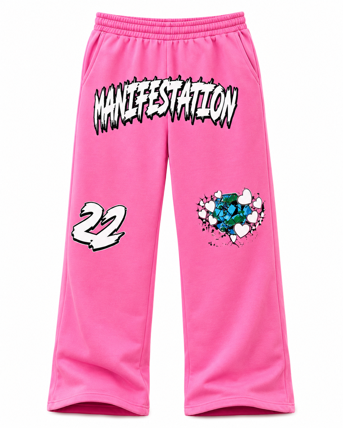 Manifestation Graphic Open bottom sweats (Pink)