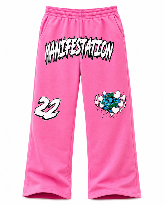 Manifestation Graphic Open bottom sweats (Pink)